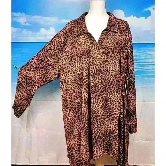 Dressing Robe NWT Time & Tru Beach Swim suit Cover Tunic ANIMAL Print size 3x - Picture 3 of 6